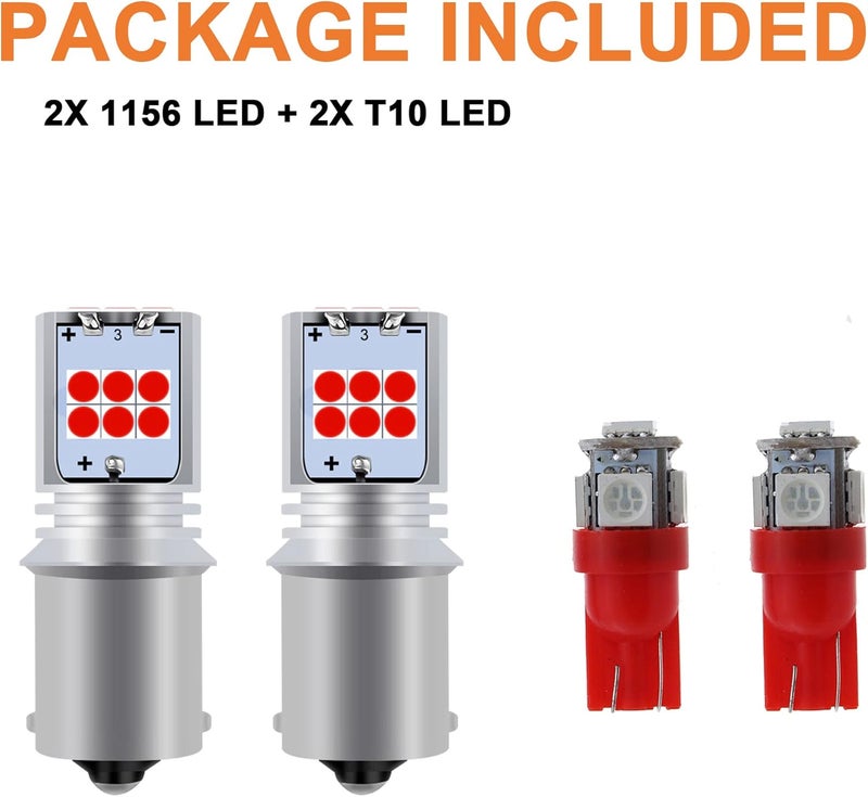 GLOFE 3Pcs Red Interior Map Dome Light LED Bulbs Compatible with 1987-1996 Ford F-150 F-250 Bronco - Image 3